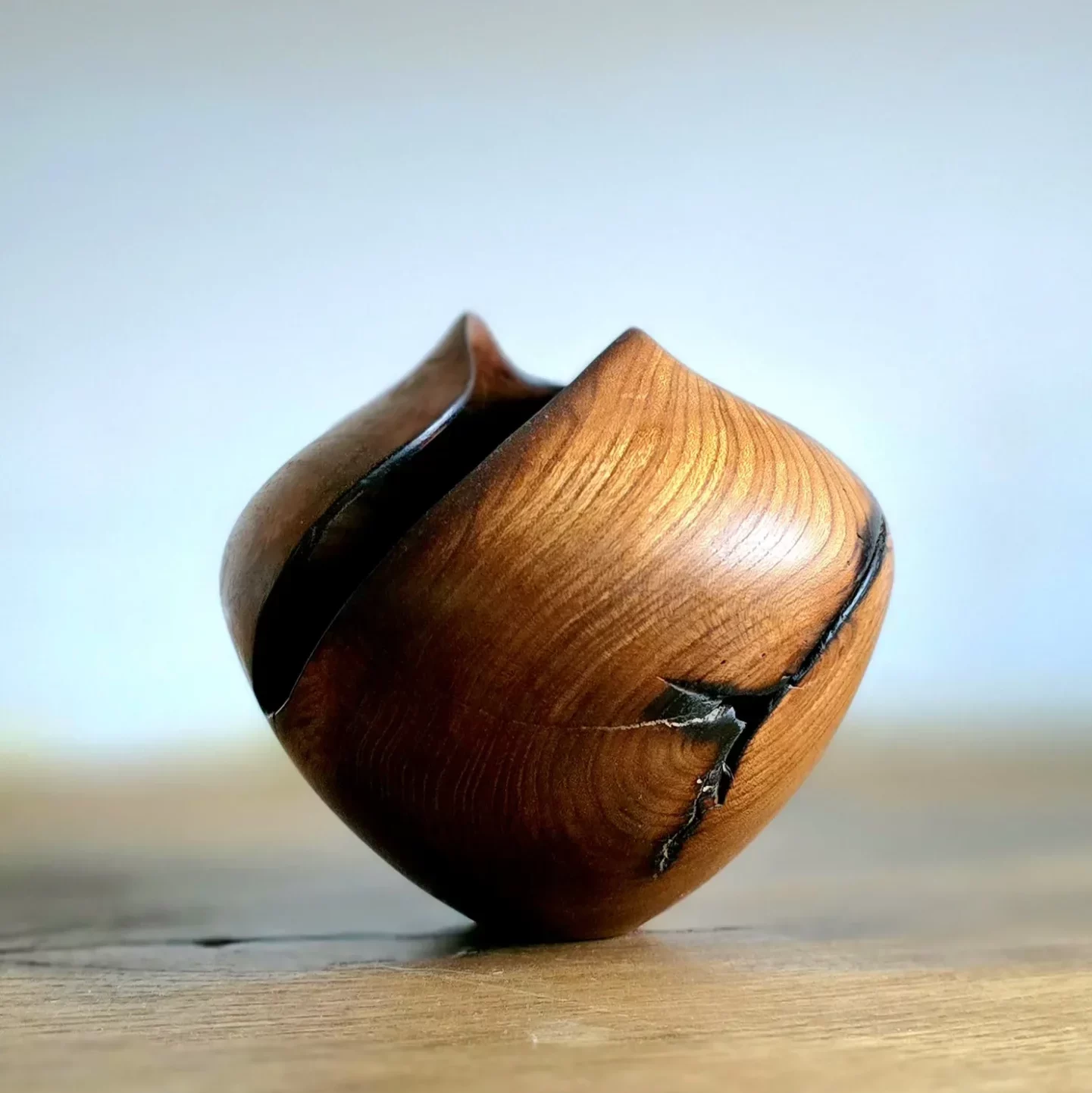 Hollowform en orme, vase en bois, bol en bois